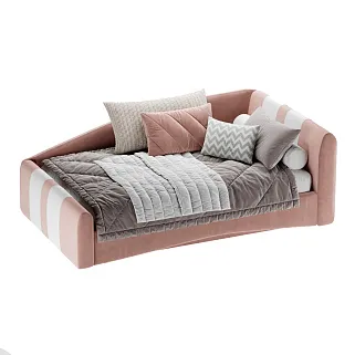 Кровать односпальная мягкая с ящиком для белья TOKIO с полосками, 90x190