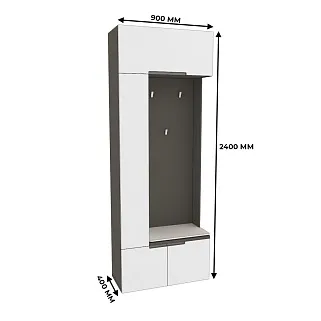 Секция с вешалкой и полками с подсветкой, фасады в эмали LE409 L/R