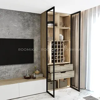 Шкаф-бар со встроенными ящиками с подсветкой R217