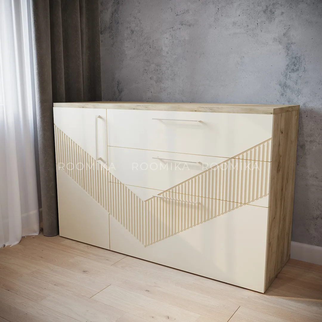 Комод с фрезерованными фасадами в эмали LE-706 L/R