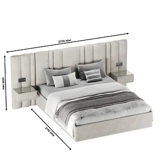 Кровать двуспальная мягкая HILTON с подъемным механизмом, мягкими панелями и тумбами, 160x200