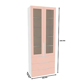 Шкаф книжный с тремя ящиками со стеклом, фасады в эмали LE213S с подсветкой