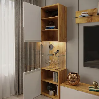 Шкаф напольный с подсветкой, фасады в эмали LE225 L/R