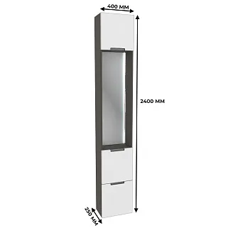 Шкаф завершающий с обувницей и зеркалом с подсветкой, фасады в эмали LE250