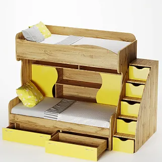 Кровать двухъярусная с лестницей комодом P904, 90x200