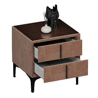 Тумба прикроватная мягкая, стекло прозрачное, ножки черные GRACE752