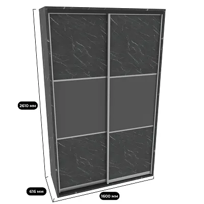 Шкаф-купе ХG166.60-2, профиль INTEGRO, фасад МДФ/Зеркало графит