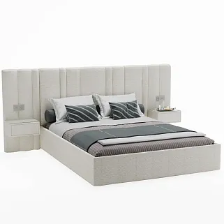 Кровать двуспальная мягкая HILTON с подъемным механизмом, мягкими панелями и тумбами, 180x200