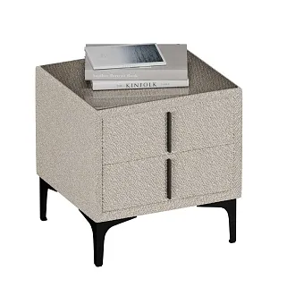 Тумба прикроватная мягкая, стекло прозрачное, ножки черные GRACE752