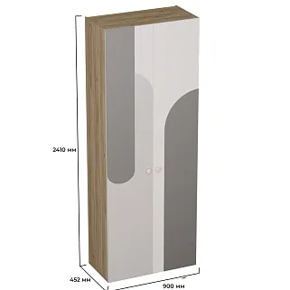 Шкаф двухдверный узкий, фрезерованные фасады в эмали LE210.44-1