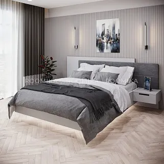 Кровать двуспальная Lazio с парящим эффектом и мягкой спинкой L142 , 140x200