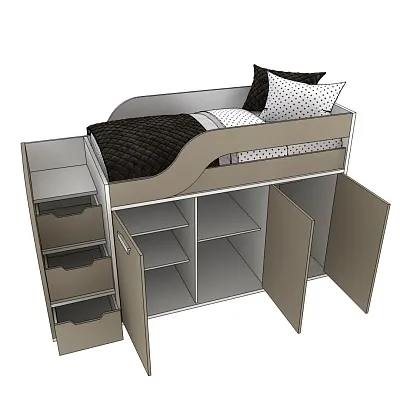 Кровать-чердак с рабочей зоной E903.6, 80x160 L/R