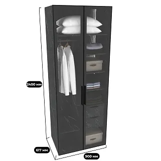 Шкаф для спальни с полками и штангой с подсветкой R210.60-4