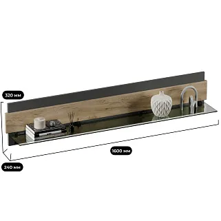 Полка со стеклом, панель МДФ R120.6