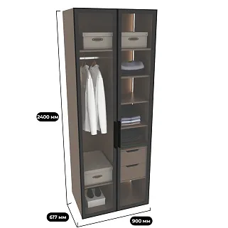 Шкаф для спальни с полками и штангой с подсветкой R210.60-4