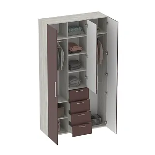 Шкаф трехдверный с ящиками узкий LG203.44