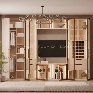 Шкаф-бар со встроенными ящиками с подсветкой R217