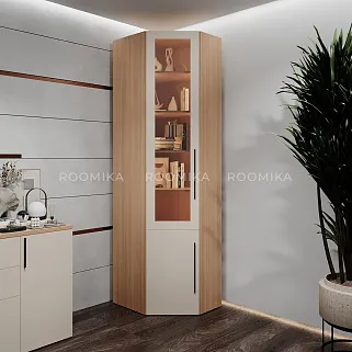 Шкаф угловой книжный со стеклом разносторонний с подсветкой L247.44 L/R