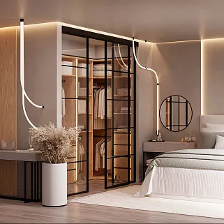 Стеклянная межкомнатная перегородка для гардеробной GRACE 20