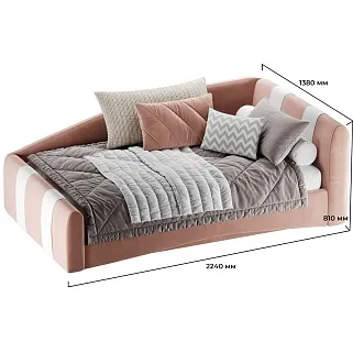 Кровать односпальная мягкая с ящиком для белья TOKIO с полосками, 90x190