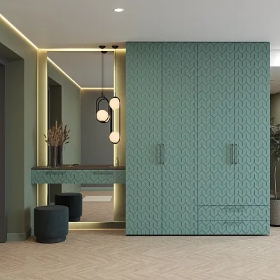 Шкаф 2 дверный с ящиками, фрезерованные фасады в эмали LE211.44