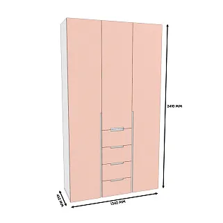 Шкаф трехдверный с ящиками узкий, фасады в эмали LE203.44