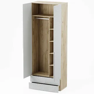 Шкаф 2 дверный с ящиками, фрезерованные фасады в эмали LE-211.44