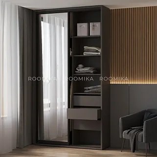 Шкаф-купе ХG146.45-3, профиль INTEGRO, фасад зеркало серебро/стекло Сатинато белое