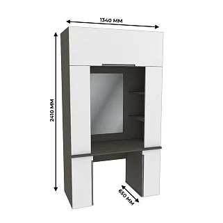 Стол туалетный с секцией и зеркалом с подсветкой, фасады в эмали LE404.60