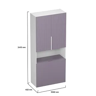 Шкаф двухдверный с фальш стенкой, фрезерованные фасады в эмали LE212.1