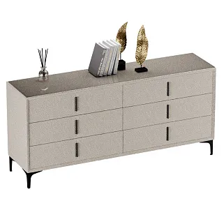 Комод мягкий, стекло прозрачное, ножки черные GRACE786