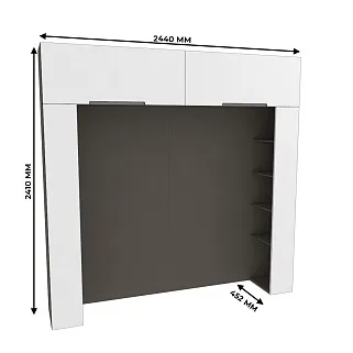 Ниша для кровати с секциями, фасады в эмали LE-407.44