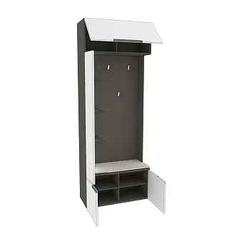 Секция с вешалкой и полками с подсветкой, фасады в эмали LE409 L/R