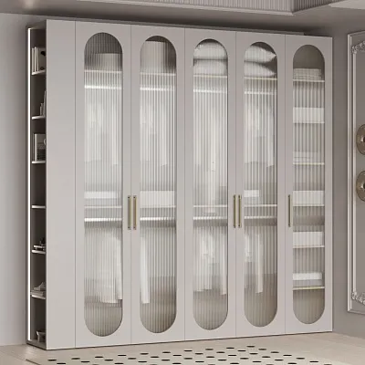 Шкаф двухдверный узкий, фрезерованные фасады в эмали LE210.44-1