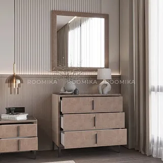 Комод мягкий, стекло прозрачное, ножки черные GRACE793