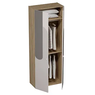 Шкаф двухдверный узкий, фрезерованные фасады в эмали LE210.44-1