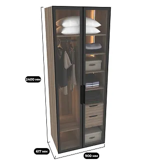 Шкаф для спальни с полками и штангой с подсветкой R210.60-4