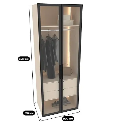 Шкаф для спальни с двумя ящиками и штангой с подсветкой R210.60-2