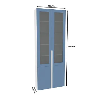 Шкаф книжный со стеклом, фасады в эмали LE240