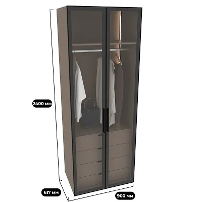 Шкаф для спальни с четырьмя ящиками и штангой с подсветкой R210.60-3