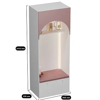 Секция с нишей с ящиками, с мягким сидением и подсветкой LG434.60