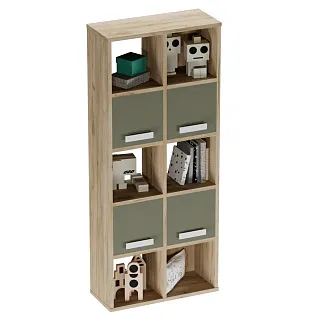 Стеллаж сквозной книжный на 10 ниш с ящиками E810