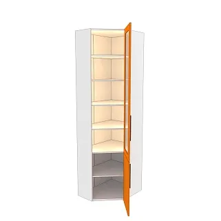 Шкаф угловой книжный со стеклом разносторонний с подсветкой L247.44 L/R