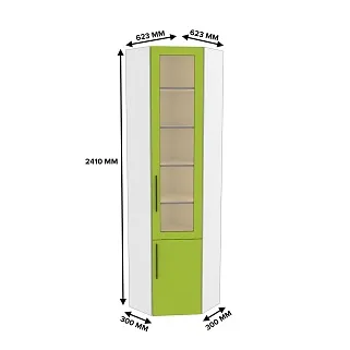 Шкаф угловой книжный со стеклом L247 с подсветкой