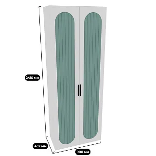 Шкаф двухдверный узкий, фрезерованные фасады в эмали LE210.44-1