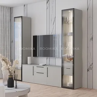 Шкаф со стеклянными фасадом полки стекло с подсветкой R220.1