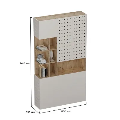 Шкаф двухдверный с фальш стенкой и нишей с подсветкой, фрезерованные фасады в эмали LE212.3