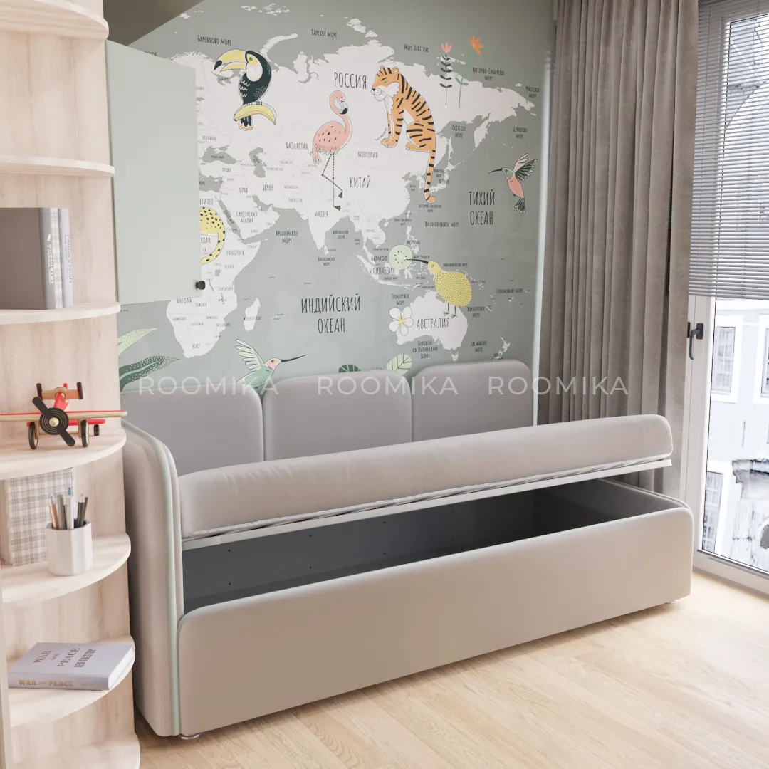 Мягкая кровать-диван ЗУМА L/R с подъемным механизмом, 90x190