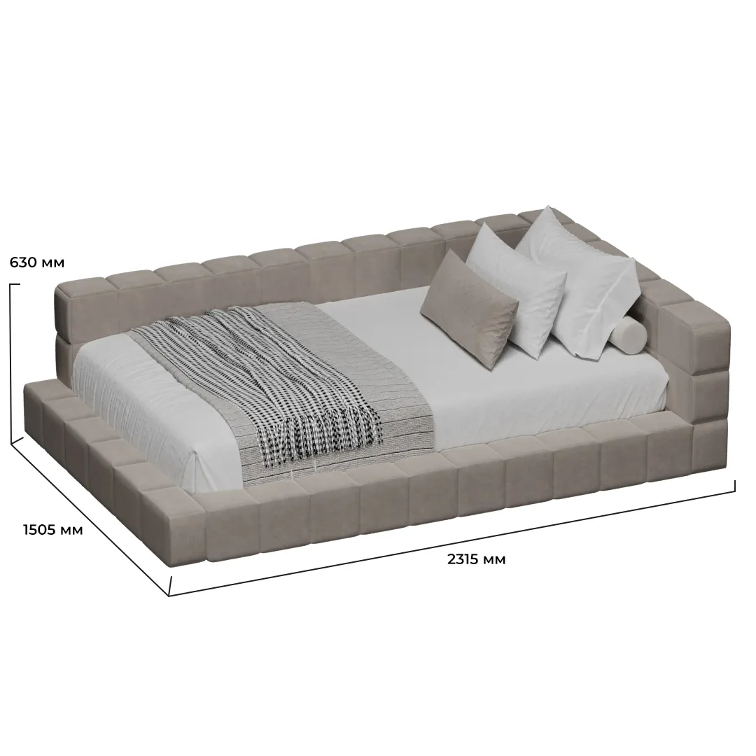 Кровать полутороспальная мягкая с ортопедической решеткой КВАДРО-М, 120х200