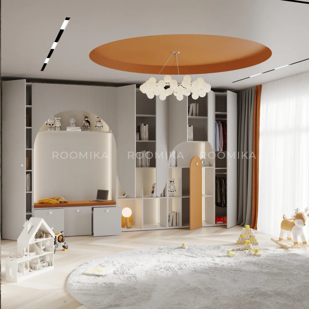 Шкафная группа Lazio для детской, фрезерованные фасады в эмали 130